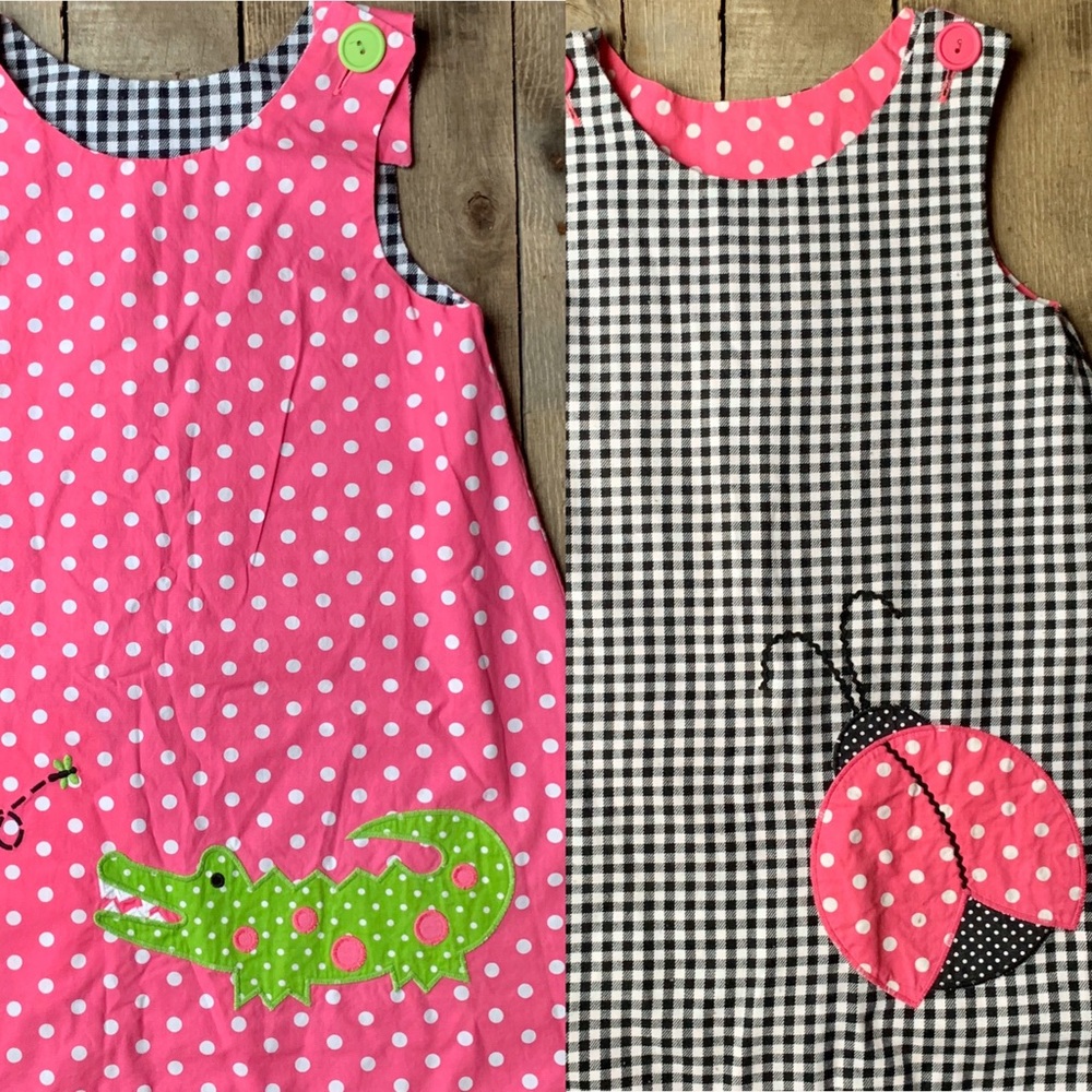 Adorable Reversible sundress with gator/ladybug.